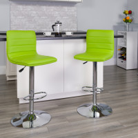 Flash Furniture Contemporary Green Vinyl Adjustable Height Bar Stool with Chrome Base CH-92023-1-GRN-GG